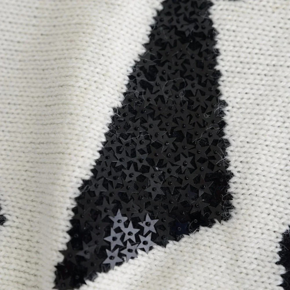 Vintage  Liana Petites Black & Cream Geometric Shapes Knit Crewneck Sweater S - Picture 13 of 13